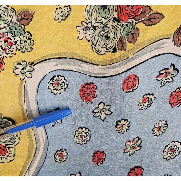 BAAR & BEARDS Silk Scarf Occupied Japan 33 x 33 Hand Rolled Floral VINTAGE AS IS - Picture 6 of 8